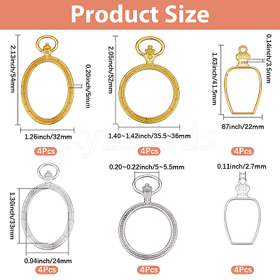 24Pcs 6 Styles Alloy Open Back Bezel Pendants FIND-SP0006-06-1