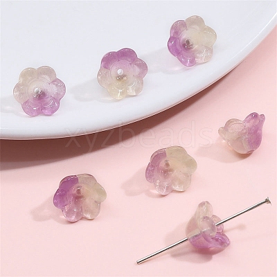 10Pcs Gradient Color Transparent Glass Bead Caps PW-WG464DA-30-1