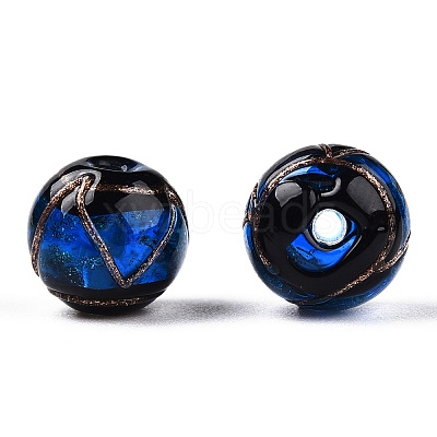 Handmade Gold Sand Lampwork Beads LAMP-T019-12mm-06-1