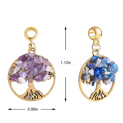 20Pcs 4 Styles Natural Mixed Stone Chip European Dangle Charms G-SZ0002-18-1