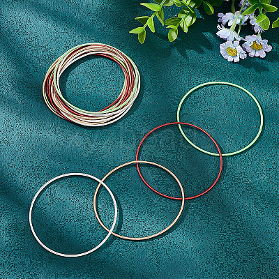 40Pcs 4 Styles Steel Wire Round Snake Chain Stretch Bracelets Set BJEW-BC0001-20-1