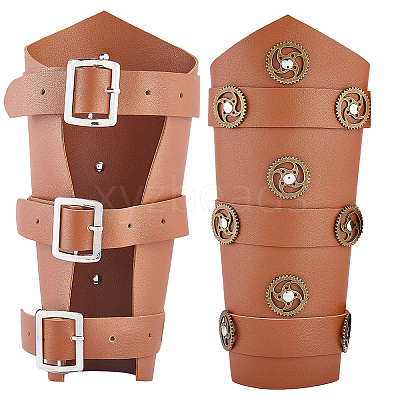Adjustable PU Leather Cuff Wristband for Bikers AJEW-WH0415-25A-1