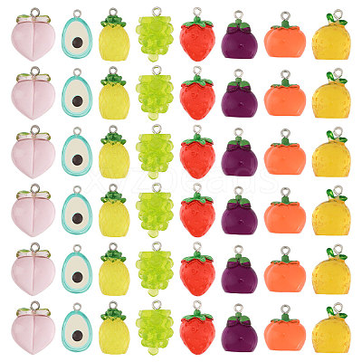 48Pcs 8 Styles Translucent Resin Pendants RESI-GL0001-08-1