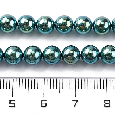 UV Plating Pearlized Glass Pearl Beads Strands GLAA-F128-01A-T24-1