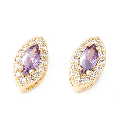 Rack Plating Brass Micro Pave Cubic Zirconia Beads KK-D073-02G-05-NR-1
