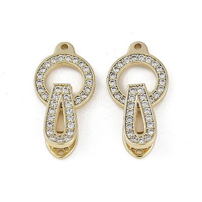 Brass Clear Cubic Zirconia Fold Over Clasps KK-Z078-09G-1