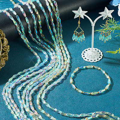 10 Strands 5 Colors AB Color Plated Transparent Glass Teardrop Beads Strands EGLA-TA0013-66-1