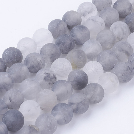 Natural Cloudy Quartz Bead Strands G-G735-81-8mm-1