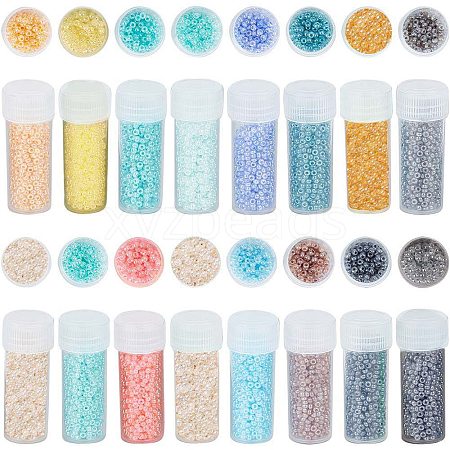 SUNNYCLUE 80G 16 Colors 12/0 Imitation Jade Glass Seed Beads SEED-SC0001-30D-1