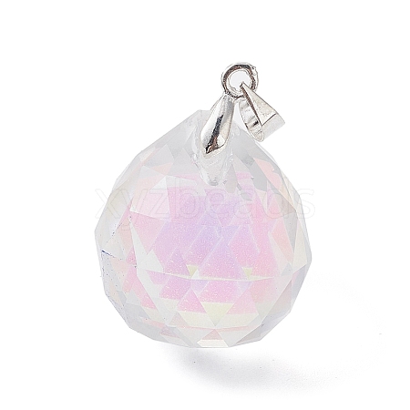 Faceted Teardrop Transparent Glass Pendant PALLOY-JF02348-03-1