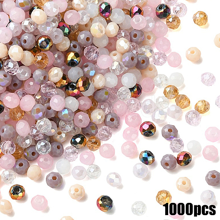 1000Pcs 10 Colors Electroplate Transparent Glass Beads EGLA-YW0005-72C-1