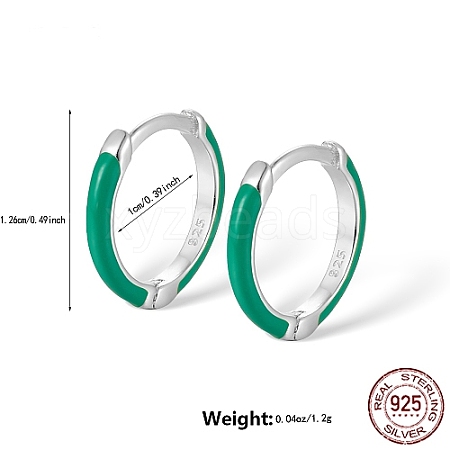 Anti-Tarnish Rhodium Plated Platinum 925 Sterling Silver Enamel Hoop Earrings BS3313-2-1