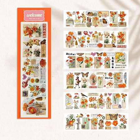 6 Sheets Plant Flower Series Washi Stickers PW-WG85DBD-08-1