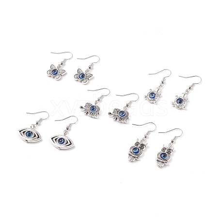 Alloy Charm with Resin Evil Eye Dangle Earring EJEW-JE04926-1