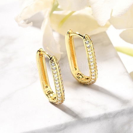 Oval Brass Micro Pave Clear Cubic Zirconia Stud Earrings EJEW-C126-11G-1