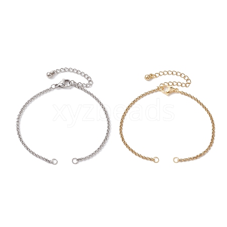 2Pcs 2 Colors 304 Stainless Steel Slider Bracelet Makings AJEW-JB01279-1