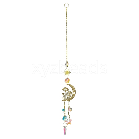 Brass Hanging Suncatchers HJEW-P018-A03-1