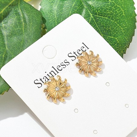 304 Stainless Steel Rhinestone Stud Earrings for Women STAS-Z117-13G-1