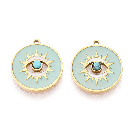316 Surgical Stainless Steel Enamel Pendants STAS-M073-06G-1