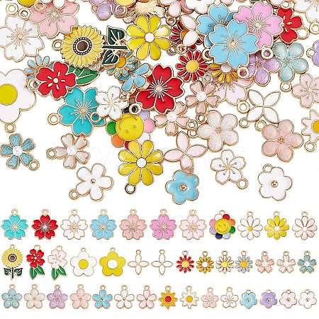 80Pcs 40 Style Alloy Enamel Pendants ENAM-SZ0003-03-1