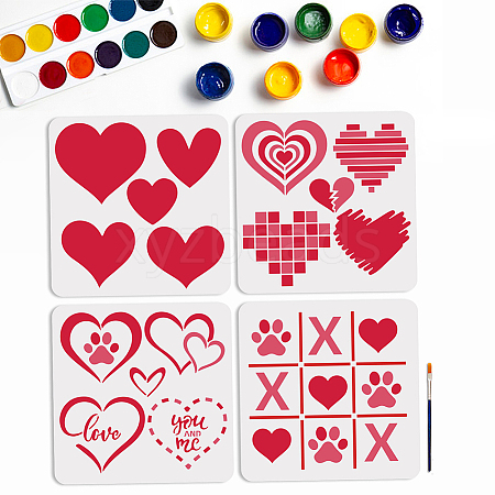 MAYJOYDIY US 1 Set Valentine's Day PET Hollow Out Drawing Painting Stencils DIY-MA0003-28-1