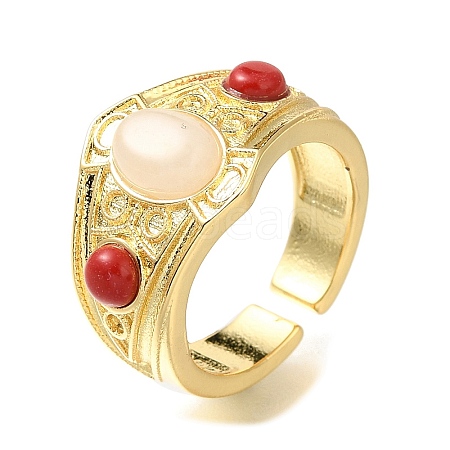 Rack Plating Brass Open Cuff Rings for Women RJEW-M022-10G-1