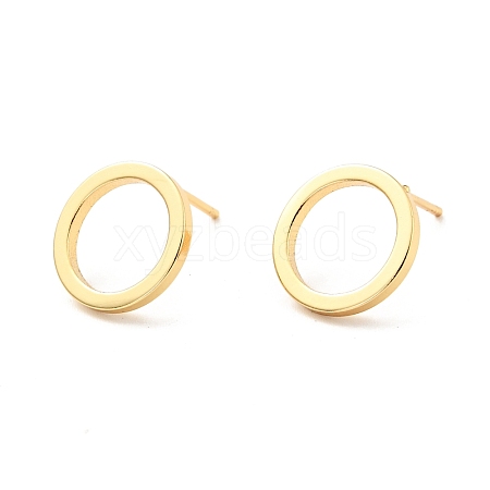 Brass Ring Stud Earrings for Women EJEW-G297-15G-1