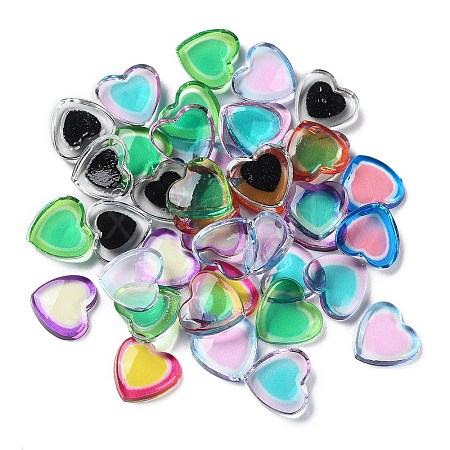 Transparent Two Tone Resin Cabochons RESI-E045-04-1