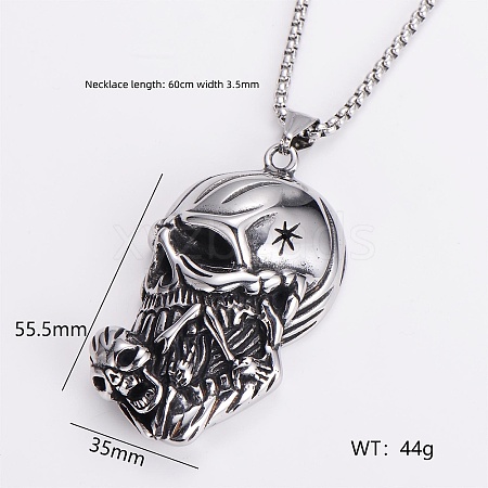 Gothic 316 Surgical Stainless Steel Pendant Box Chain Necklaces for Men ZF3615-5-1
