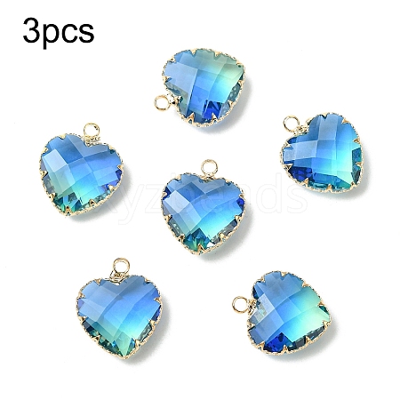 3Pcs K9 Glass Pendants GLAA-YW0004-39F-1