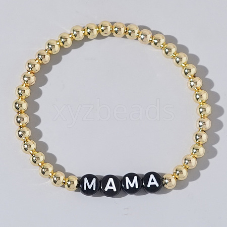 Stylish Brass & Acrylic Word Beaded Stretch Bracelets Trendy for Unique Look QS6453-4-1