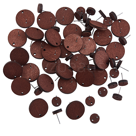 60Pcs Wood Stud Earrings Finding EJEW-FI0003-33E-1