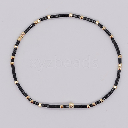 Bohemian Style Rainbow Glass & Brass Beaded Handmade Fashion Women's Bracelet QD2599-25-1