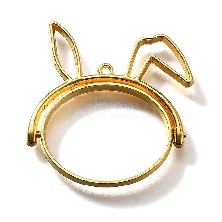 Rabbit Alloy Open Back Bezel Pendants PALLOY-I223-19G-1