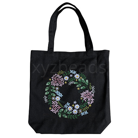 DIY Flower Wreath Pattern Tote Bag Embroidery Kit PW22121376717-1