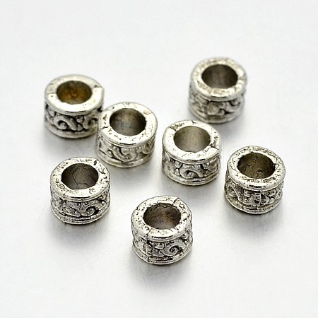 Tibetan Style Alloy Column Spacer Beads PALLOY-E381-07AS-NR-1