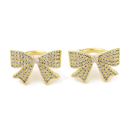 Brass Micro Pave Clear Cubic Zirconia Cuff Earrings for Women EJEW-I305-22G-1