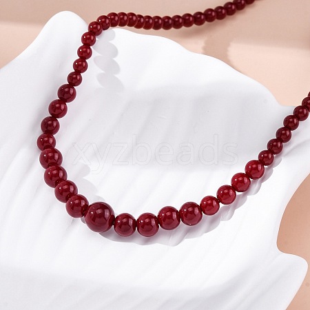 Natural Rhodochrosite & Shell Pearl Round Graduated Beaded Necklaces NJEW-U026-25G-1