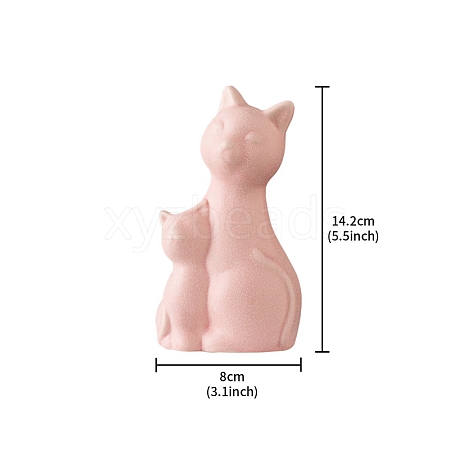 Double Cat Shape Porcelain Figurines Display Decorations PW-WGCA890-02-1