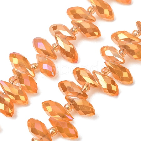 Electroplate Glass Faceted Teardrop Beads Strands EGLA-D014-09-1
