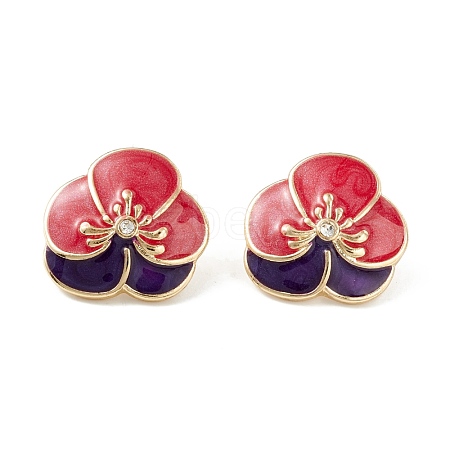 Flower Enamel Stud Earrings EJEW-F277-04LG-1