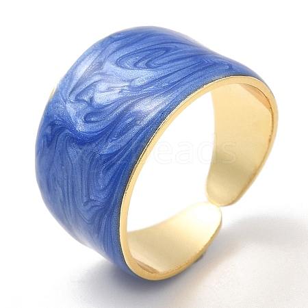 Enamel Plain Band Open Cuff Rings RJEW-E069-01G-08-1