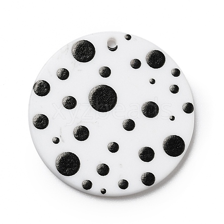 Polka Dot Pattern Opaque Acrylic Pendants SACR-P014-07A-1