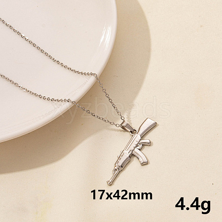 Stylish Stainless Steel Gun Pendant Necklace for Women GL2077-11-1