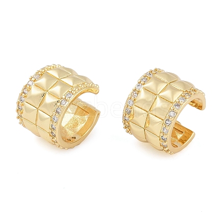 Brass Micro Pave Clear Cubic Zirconia Cuff Earring for Women EJEW-S225-19G-04-1