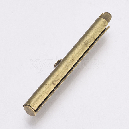 Brass Slide On End Clasp Tubes X-KK-Q747-11H-AB-1