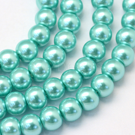 Baking Painted Pearlized Glass Pearl Round Bead Strands HY-Q003-10mm-65-1