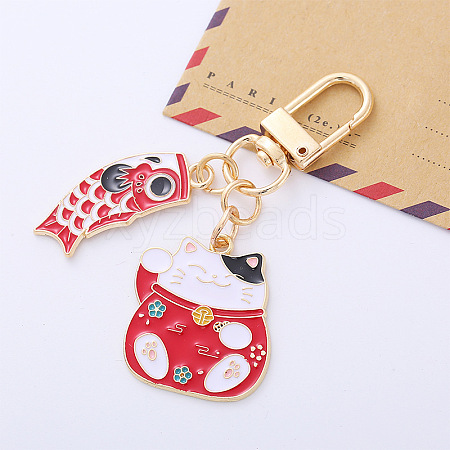 Alloy Enamel Pendant Keychain KEYC-PW0002-101B-1