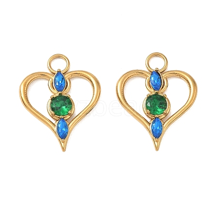 304 Stainless Steel Rhinestone Pendants RB-CBAC830-01G-1