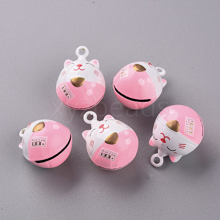 Baking Painted Brass Bell Pendants KKB-S002-009-1